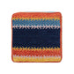 18" Blue And Orange Polyester Blend Striped Pouf Ottoman