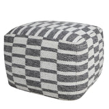 18" Gray Cotton Geometric Pouf Ottoman