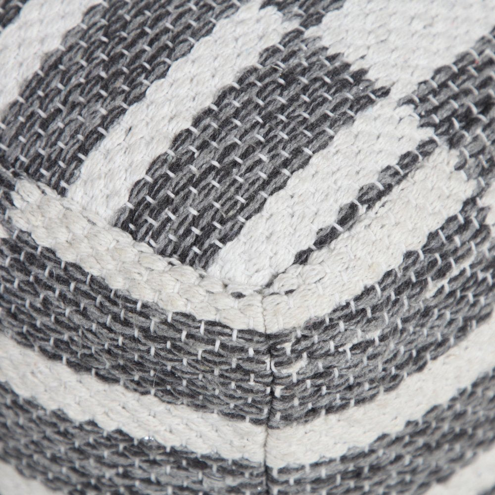 18" Gray Cotton Geometric Pouf Ottoman