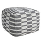 18" Gray Cotton Geometric Pouf Ottoman
