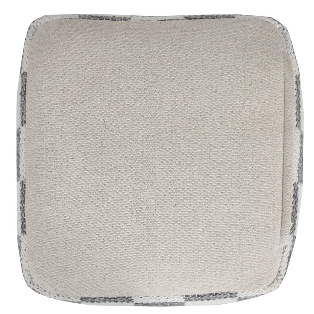 18" Gray Cotton Geometric Pouf Ottoman
