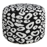 18" Black Cylinder Abstract Pouf Ottoman