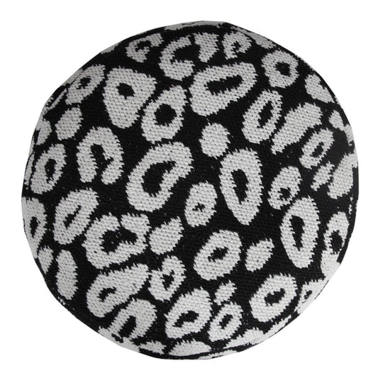18" Black Cylinder Abstract Pouf Ottoman