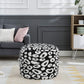 18" Black Cylinder Abstract Pouf Ottoman