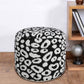 18" Black Cylinder Abstract Pouf Ottoman