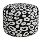 18" Black Abstract Cylinder Pouf Ottoman