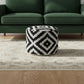 18" Black Geometric Cylinder Pouf Ottoman