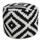 18" Black Geometric Cylinder Pouf Ottoman