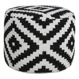 18" Black Cylinder Geometric Pouf Ottoman