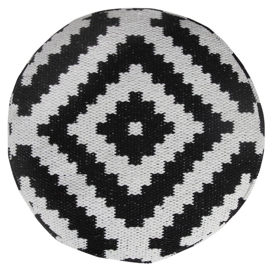 18" Black Cylinder Geometric Pouf Ottoman