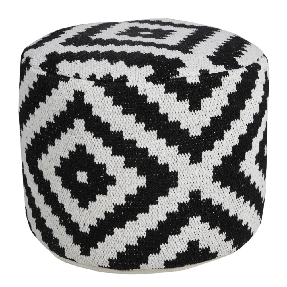 18" Black Cylinder Geometric Pouf Ottoman