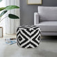 18" Black Cylinder Geometric Pouf Ottoman