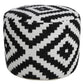 18" Black Geometric Cylinder Pouf Ottoman