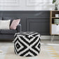 18" Black Cylinder Geometric Pouf Ottoman