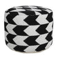 18" Black Chevron Cylinder Pouf Ottoman