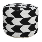 18" Black Cylinder Chevron Pouf Ottoman