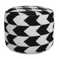 18" Black Cylinder Chevron Pouf Ottoman