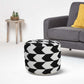 18" Black Chevron Cylinder Pouf Ottoman