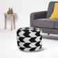 18" Black Cylinder Chevron Pouf Ottoman