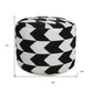 18" Black Cylinder Chevron Pouf Ottoman