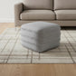 18" Cream Cotton Tufted Cube Striped Pouf Ottoman