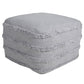 18" Cream Cotton Tufted Cube Striped Pouf Ottoman