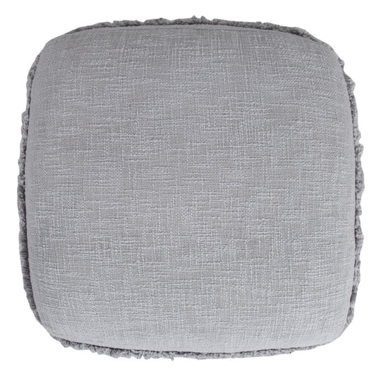 18" Cream Cotton Tufted Striped Cube Pouf Ottoman
