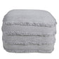 18" Cream Cotton Tufted Cube Striped Pouf Ottoman
