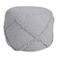 18" Gray Cotton Cylinder Geometric Pouf Ottoman