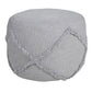 18" Gray Cotton Cylinder Geometric Pouf Ottoman