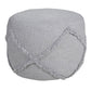 18" Gray Cotton Cylinder Geometric Pouf Ottoman
