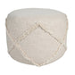 18" Gray Cotton Cylinder Geometric Pouf Ottoman