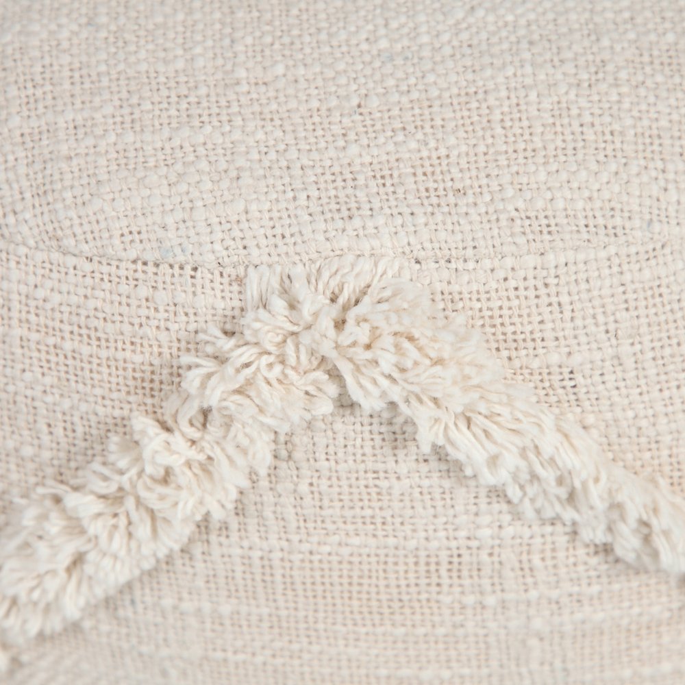 18" Gray Cotton Cylinder Geometric Pouf Ottoman