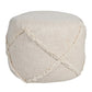 18" Gray Cotton Cylinder Geometric Pouf Ottoman