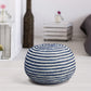 20" Gray Cotton Blend Round Striped Pouf Ottoman