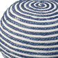 20" Blue Cotton Blend Round Striped Pouf Ottoman