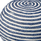 20" Rainbow Cotton Blend Round Striped Pouf Ottoman