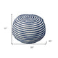 20" Rainbow Cotton Blend Round Striped Pouf Ottoman