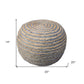 20" Gray Cotton Blend Round Striped Pouf Ottoman
