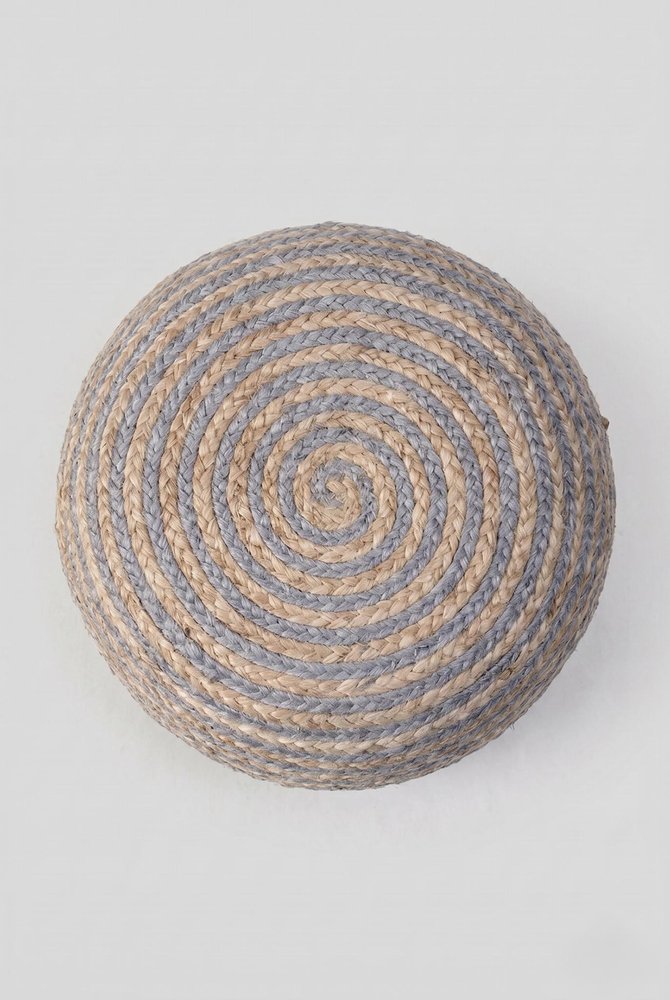 20" Rainbow Cotton Blend Round Striped Pouf Ottoman