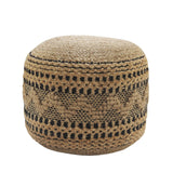 18" Tan Geometric Pouf Ottoman