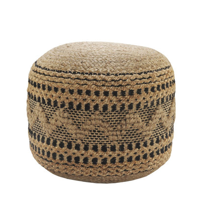 18" Tan Geometric Pouf Ottoman
