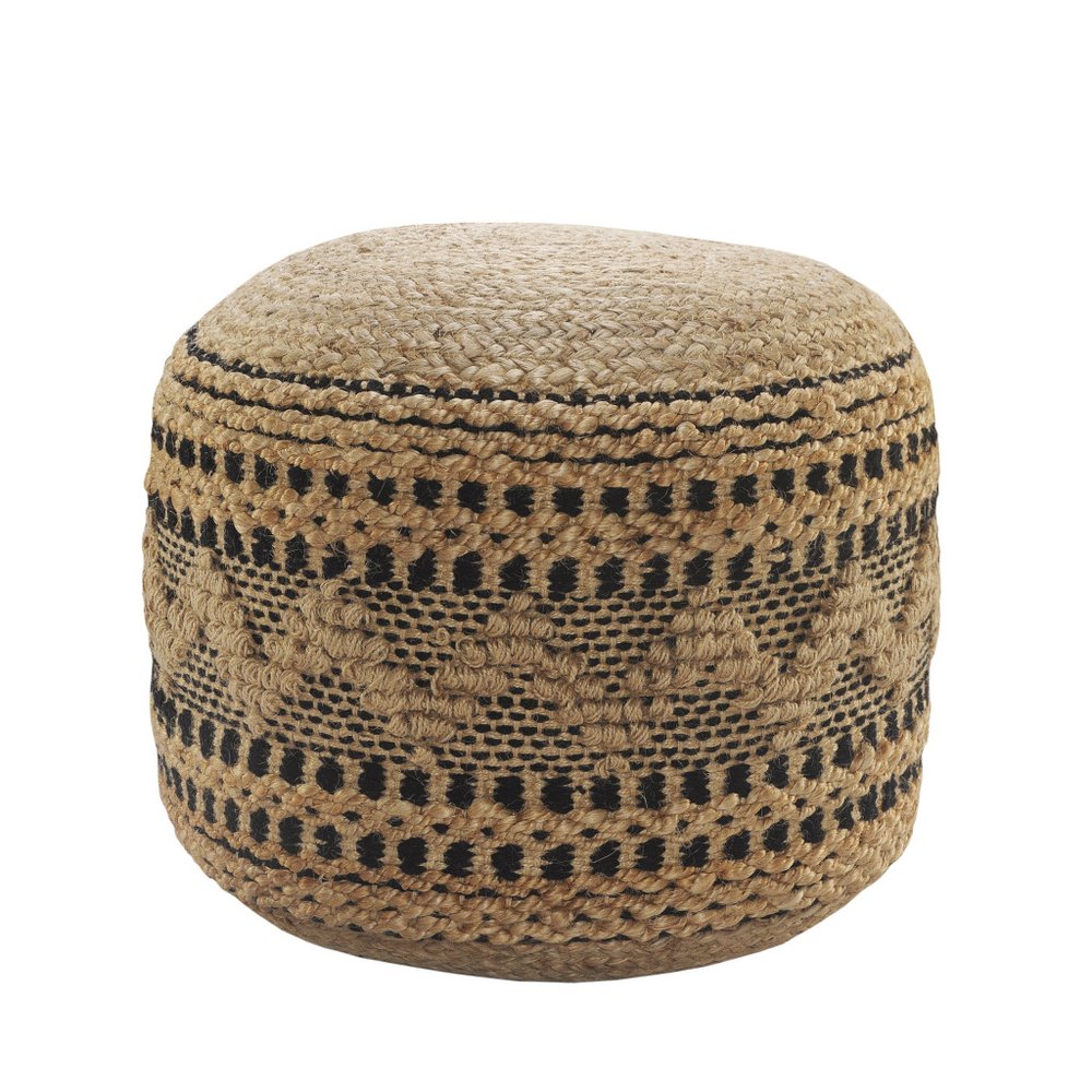 18" Tan Geometric Pouf Ottoman