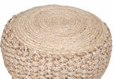 20" Tan Round Geometric Pouf Ottoman