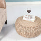 20" Tan Round Geometric Pouf Ottoman