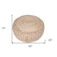 20" Tan Round Geometric Pouf Ottoman