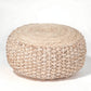 20" Tan Round Geometric Pouf Ottoman
