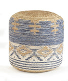 18" Blue Cylinder Geometric Pouf Ottoman