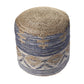 18" Blue Cylinder Geometric Pouf Ottoman