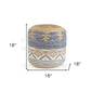 18" Blue Cylinder Geometric Pouf Ottoman